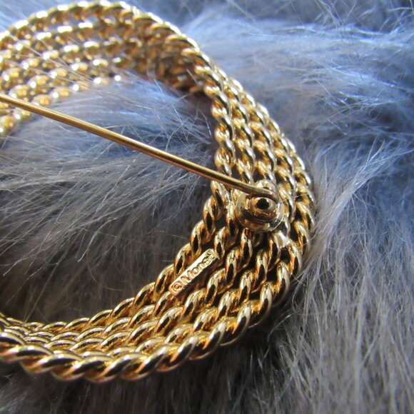 CLASSIC MONET BROOCH-OVAL TWISTED GOLD ROPE-PIN-TRENDY-UNISEX - Picture 7 of 7